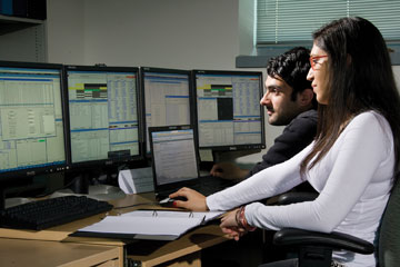 Students working at NASA computers at 